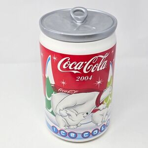 Vintage 2004 Coca-Cola Polar Bear Ceramic Cookie Jar Canister Houston‎ Harvest